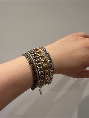 Jenny Bird Mixed Metal Bracelet Stack in Gold and Silver